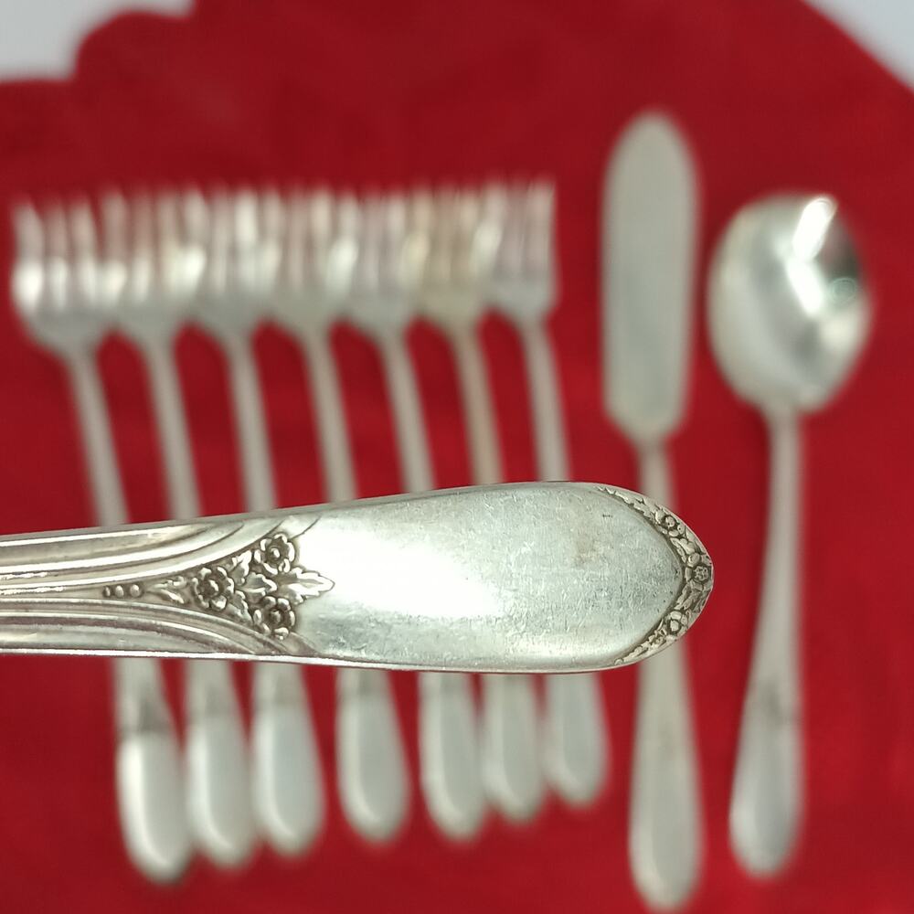 10X Cocktail Fork Sugar Spn Rogers International MARY LOU DEVONSHIRE Silverplate